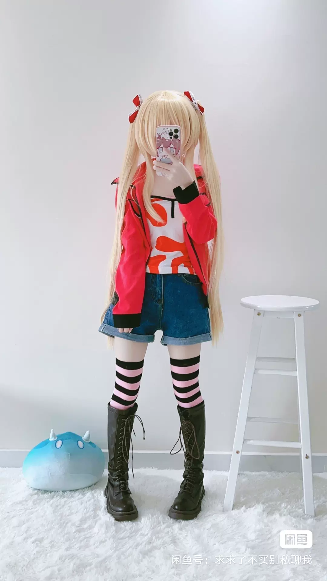 鬼父秋月爱莉cos服大全套，从头到脚！假发修剪过发饰是我自