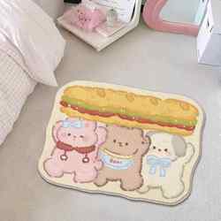 Cute Cartoon Bedroom, Living Room, Bathroom Door Carpet, Bathroom Toilet Absorbent Floor Mat, Thickened Imitation Cashmere Foot Mat