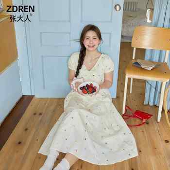 Mr. Zhang 2025 summer large-size women's clothing fat sister mm slim floral skirt Korean retro style age-reducing dress