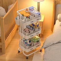 Office Movable Bookshelf Floor-Standing Mobile Cart Storage Rack Bedroom Living Room Storage Rack Bookcase Desk Side Children