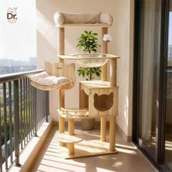 Large Wooden Cat Tree with Climbing Frame, Scratching Post, and Space Capsule Cat House That Doesn'T Take up Much Space