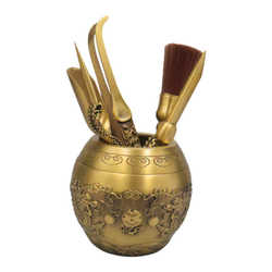 Brass embossed Double Dragon Tea Ceremony Six Gentlemen Kung Fu Tea Accessories Home Tea Table Tea Clamp Tea Brush Spoon Tea Making Tools