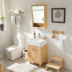 Nordic Oak Small Apartment Bathroom Cabinet Mirror Cabinet Combination Washbasin Sink Vanity Free Shipping 50