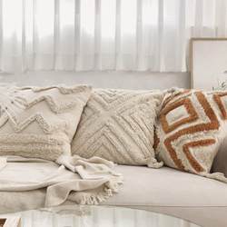 Nordic Internet-Famous Leaf Pillow Cover Bohemian Moroccan Sofa Pillow Cushion Cover Tufted Loop Velvet