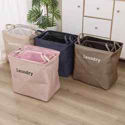 Foldable Large Cotton and Linen Fabric Laundry Basket for Home Use, for Storing Clothes and Toys, Dirty Clothes Storage Bin