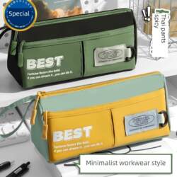 High-Value-For-Money Men's Stationery Box 2025 New Model Large Capacity Multi-Layer Shoulder Bag Retro Niche Non-Collision Style Contrasting Color Stationery Box Stationery Bag Stationery Box School