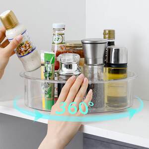 
PK7J refrigerator transparent rotary storage tray kitchen seasoning storage box cabinet classification turntable tray storage tray storage