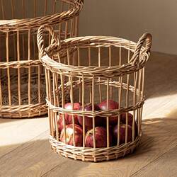 Handmade Wicker Woven Storage Basket, Rattan Storage Basket, Vegetable and Fruit Tote Basket, Storage Basket, Mesh Basket, Bamboo Basket