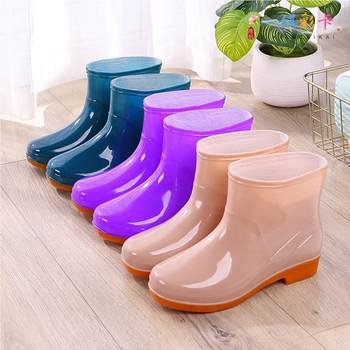 
Beef tendon bottom rain boots women's fashionable short tube non-slip water shoes adult water boots waterproof Oxford bottom rain boots rubber shoes
