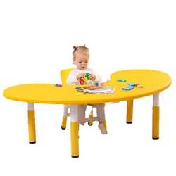 Children's table and chair set kindergarten table and chair baby drawing game learning desk plastic lift moon creative table