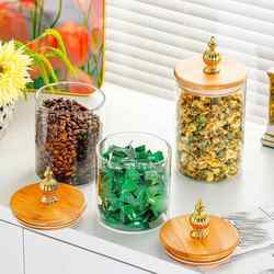 Glass Sealed Jar for Grains, Kitchen Storage, Food-Grade Noodle Jar, Box, Tea and Rice Container, Square Storage Jar