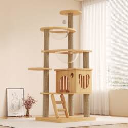 Cat Climbing Frame for Home Use, Pet Cat Climbing Frame, Cat Climbing Frame for Small Apartments, Cat House, Cat Tree with Integrated Vertical Post, Cat Toy