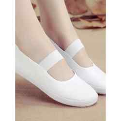 Gymnastics Ballet White Slip-On Shoes for Female Students, Dance Shoes, Canvas Slip-On White Sneakers, Work Shoes, Soft Shoes