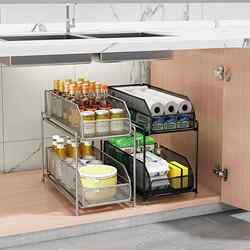 Pull-out storage rack under the sink cabinet shelf kitchen seasoning multi-layer bathroom cabinet kitchen cabinet storage built-in home