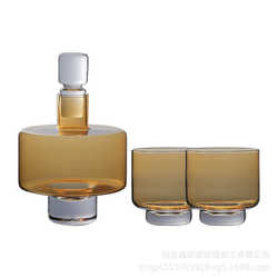 Light luxury design wine set, home model room wine cabinet decoration, crystal glass wine set ornaments