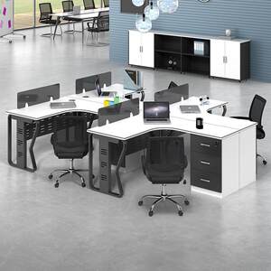 
L-shaped office desk and chair combination partition card work position corner staff table 6/4/2 person work desk furniture
