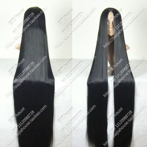 2 meters of black medium wig one meter five 150cm long straight hair 2M 200cm forbidden wife Sadako cos wigs