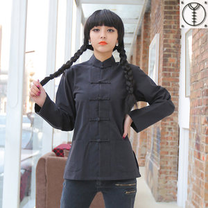 
Chinese Tang suit, women's long sleeves, improved spring and autumn pure cotton coarse cloth, Chinese style, ethnic style, women's buttoned tops