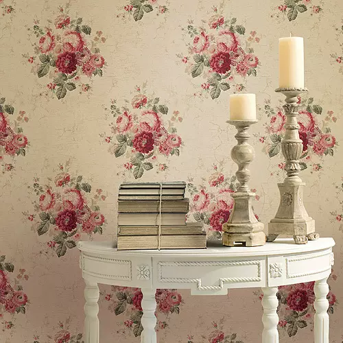 新月壁纸 美国wallquest纯纸墙纸chantilly怀旧花束