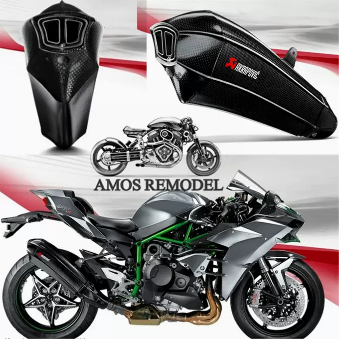 川ZX-6R崎H2 10RZ1000Z750Z800改装Akrapovic天蝎眼镜蛇碳纤排气-Taobao