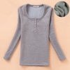 2023 autumn and winter large size women,s clothing thickened warm long-sleeved t-shirt slim long-sleeved short fleece bottoming shirt women,s fashion