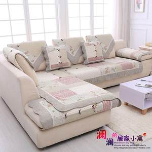 
Korean bow real-spoken pastoral quilted fabric cotton sofa cushion sofa towel anti-slip cushion leather sofa cushion towel