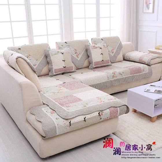 
Korean bow real-spoken pastoral quilted fabric cotton sofa cushion sofa towel anti-slip cushion leather sofa cushion towel