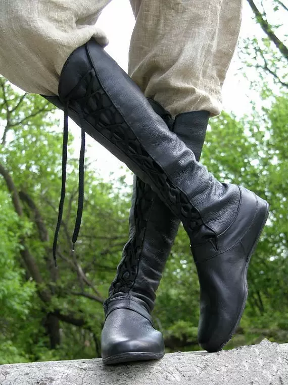 乌克兰代购Sole㊣ 手作哥特交叉绑带天然柔软皮革高筒骑士靴-Taobao