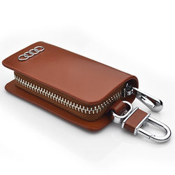 Recycled Leather Car Key Case Keychain Auto Parts Key Pouch for Women and Men Car Remote Control Coin Purse Zipper Key Case