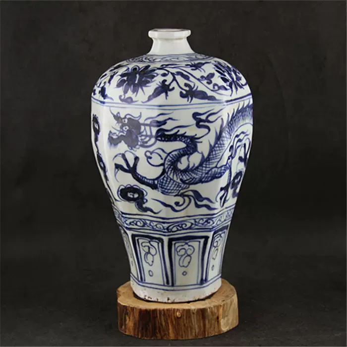 清干隆浮雕蓝釉粉彩花鸟天球瓶文革时期仿古瓷器收藏用古玩瓶