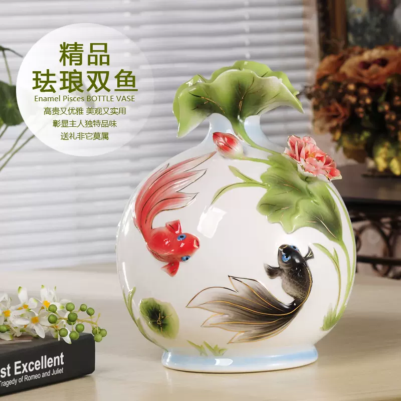 琺瑯彩花鳥瓢簞瓶 景徳鎮 花瓶 陶磁器 装飾品 現代工芸品 美術品 置物-