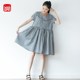 SUIN 2025 spring and summer new product of literary retro casual striped round neck loose A-line midi dress
