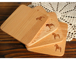 Zakka Miscellaneous Goods Nordic Rocking Horse Natural Color Eco-Friendly Beech Wood Coaster Solid Wood Heat Insulation Pad Solid Wood Pastoral Style Cup Holder