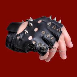 Half-Finger Gloves for Men, Women, and Children, Punk Street Dance Rivet Half-Finger Leather Gloves, Fingerless Stage Performance Gloves, Breakdance Gloves