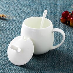 Jingdezhen Household Pure White Cup Simple Mug Ceramic Water Cup Bone China Coffee Cup Milk Cup Creative Water Cup