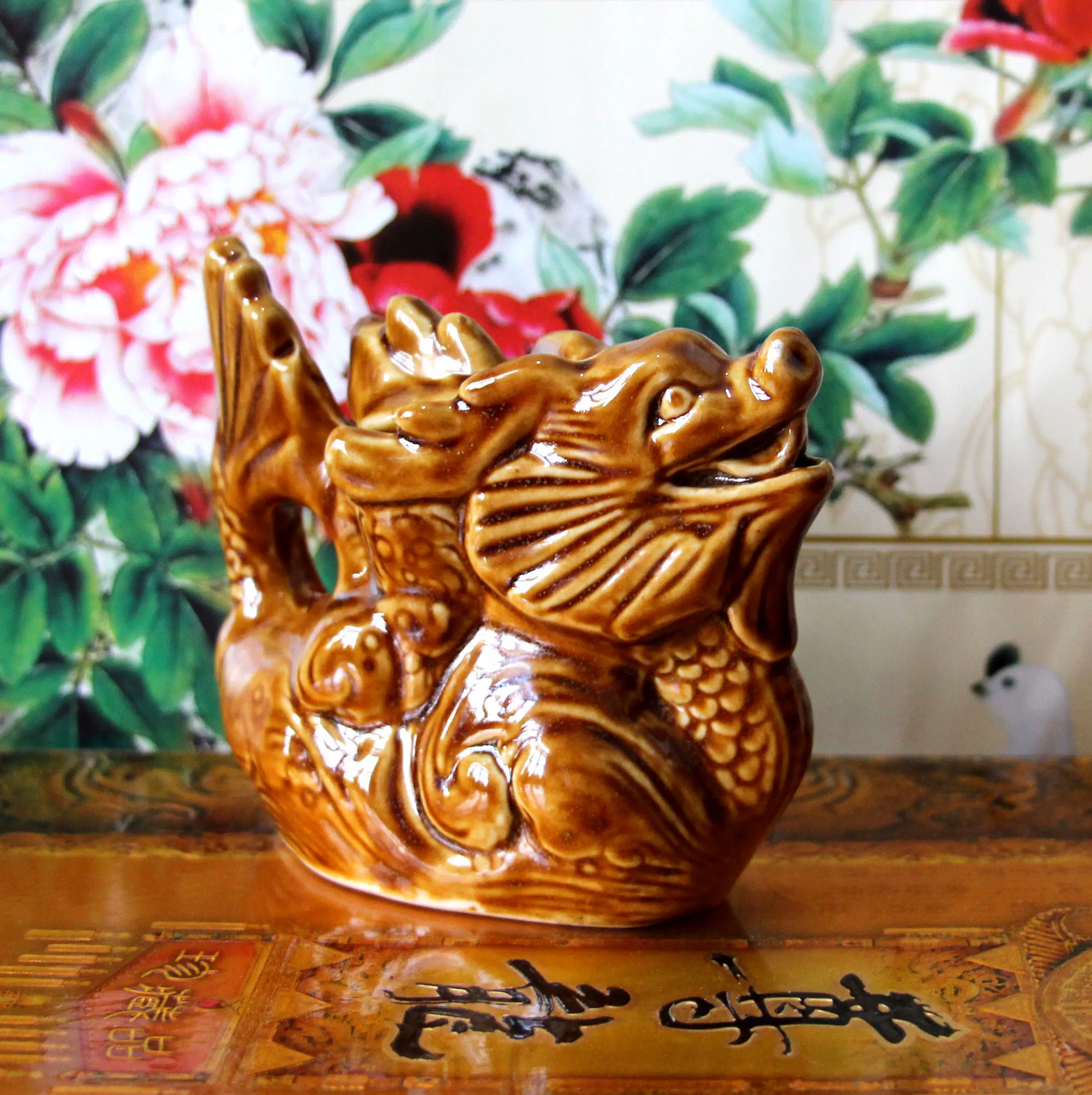 週末セール開催 中国美術 唐木 時代 亀鶴彫刻 紅木蓋物 道具 煎茶 茶器 彫刻/オブジェクト