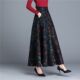Half-length skirt A-line high-waisted mother skirt temperament skirt zipper autumn and winter sling skirt retro women's pattern skirt