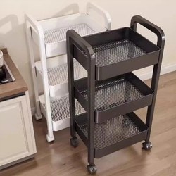 Trolley Storage Rack Snack Floor-Standing Multi-Layer Storage Bookshelf Kitchen Fruit and Vegetable Basket Shelf Bathroom Bedroom