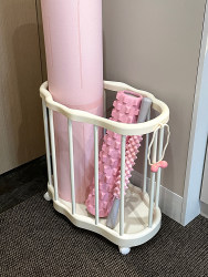 Yoga mat storage basket with wheels, mobile home sandwich fitness equipment storage rack, ball sports tool storage box
