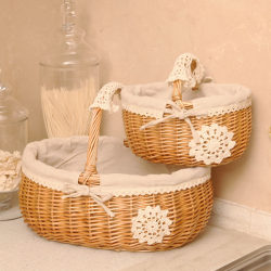 Spring Outing Picnic Basket, Hand-Held Basket, Bamboo Woven Imitation Rattan Basket, Handmade Vegetable Basket, Trendy Outdoor Picnic Basket, Camping Basket
