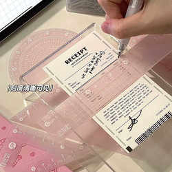 Multifunctional Ruler for Students, High-Quality and Aesthetically Pleasing, ins Feng Acrylic Geometric Drawing Ruler, Stationery for High School Girls