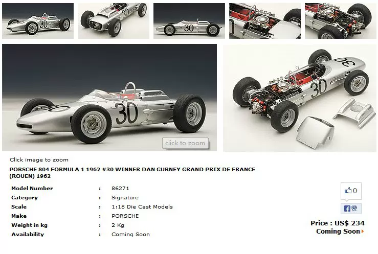 AUTOart 86271 Porsche 804 Formula 1 1962 Modelcar.com