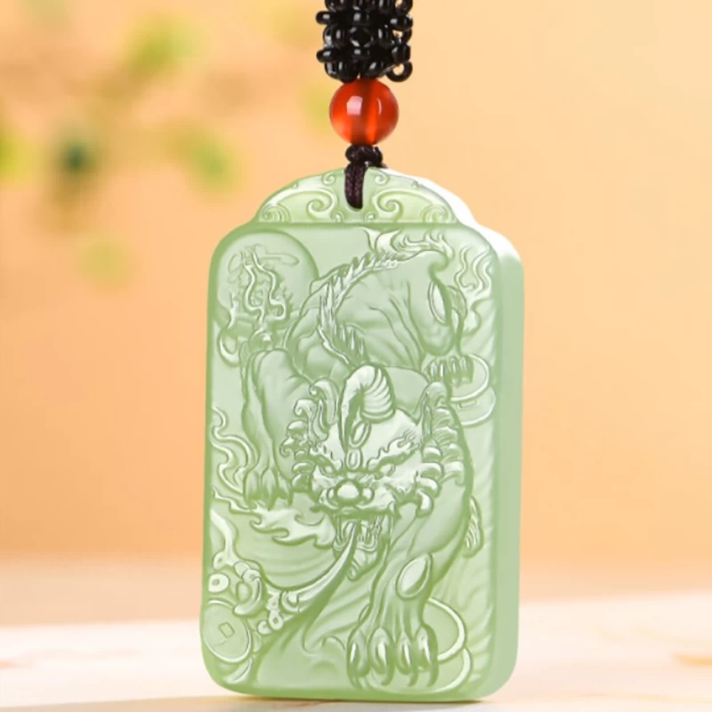 正品古風獸面饕餮玉吊墜和田玉青玉男復古饕餮紋掛件玉佩塔青細料