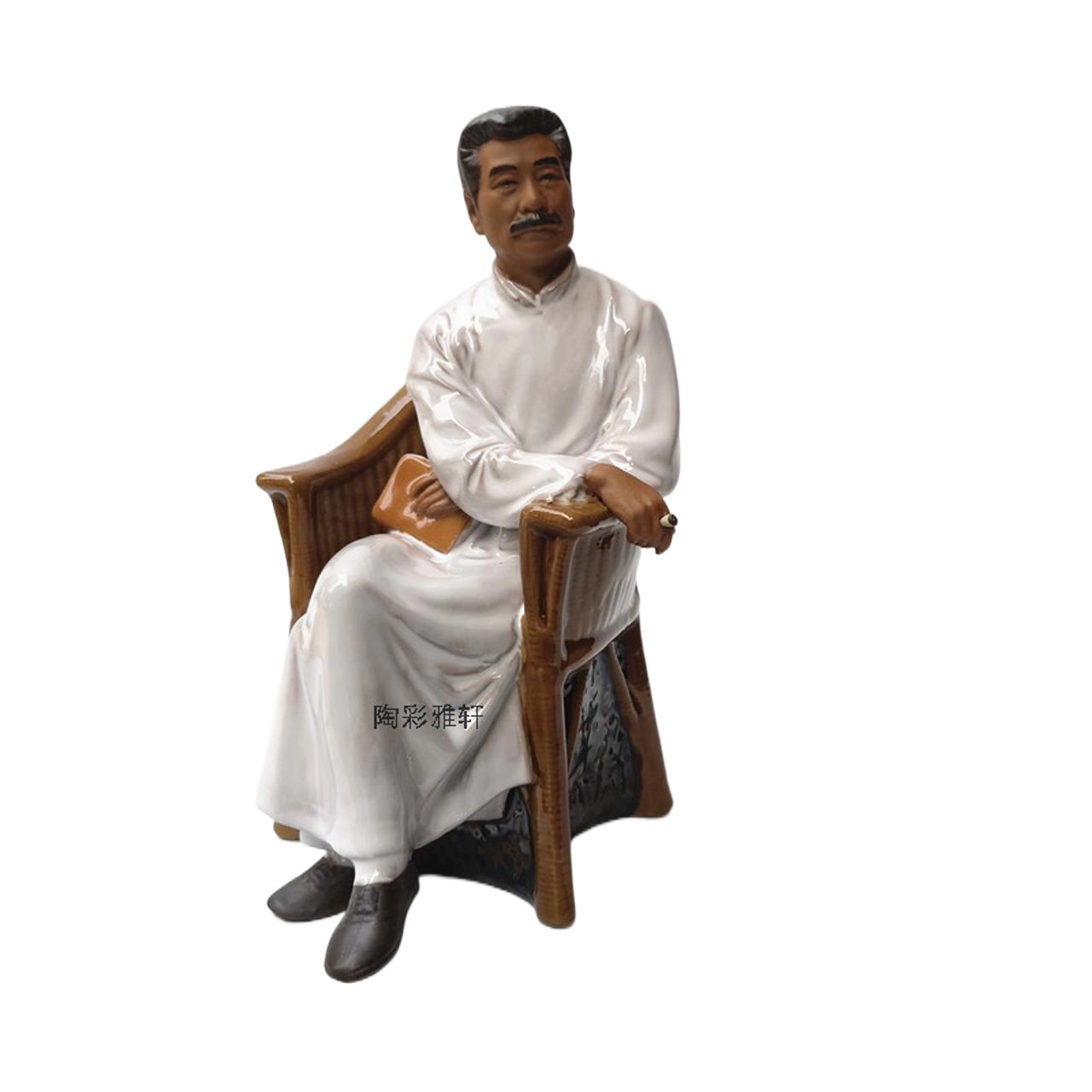 石湾陶瓷公仔家居装饰摆件传统手工房间客厅教学题材年代人物鲁迅