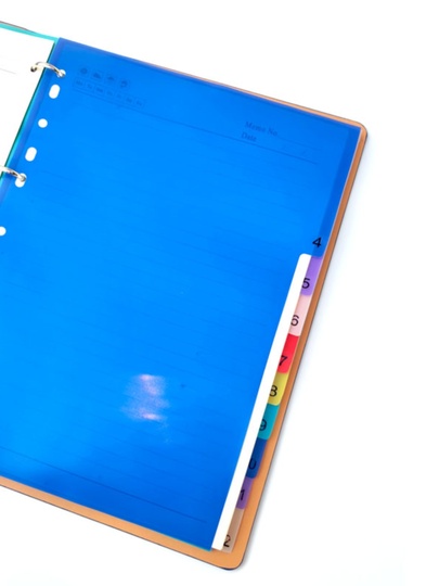 12pcs A5 Translucent Plastic Tab Dividers With Index Labels, 6-Hole
