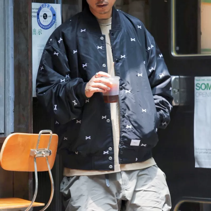 WTAPS TEAM JACKET NYLON TWILL TEXTILE 骨頭尼龍飛行員夾克外套-Taobao