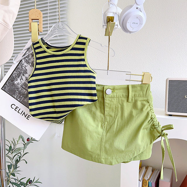 Girls pure cotton style suit 2024 summer new Korean version baby ...