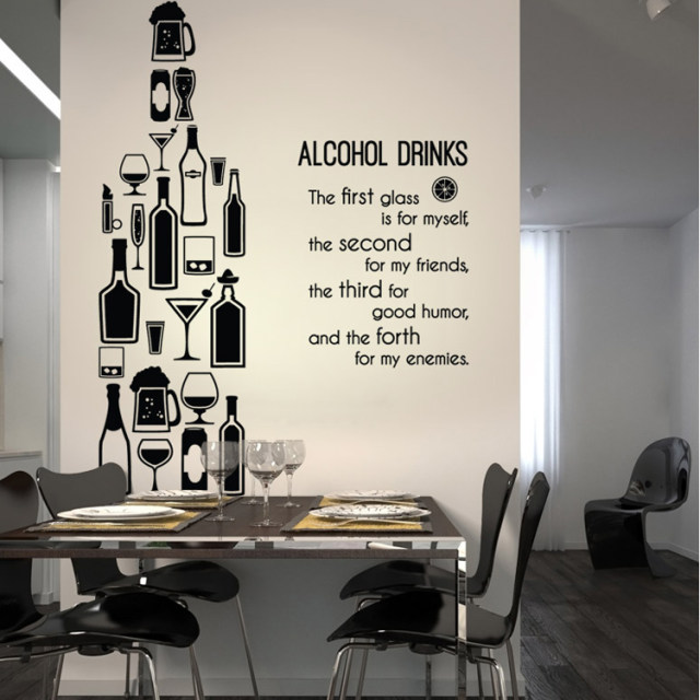 Beer wine bottle wine glass sticker bar KTV stickers winery shop restaurant restaurant glass door decoration wall stickers