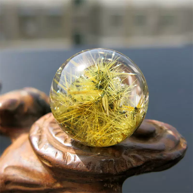 天然水晶 球 水晶球 直径45mm ブラジル産 金属台付き レインボー水晶