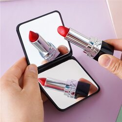 ins Internet-Famous Small Mirror, Portable Makeup Touch-Up Mirror, Double-Sided Portable Vanity Mirror, Foldable High-Definition Student Dormitory Mirror